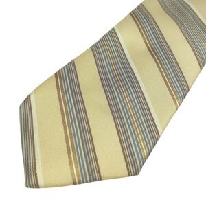Classic Striped Men's Necktie Beige Blue Brown Polyester Italy